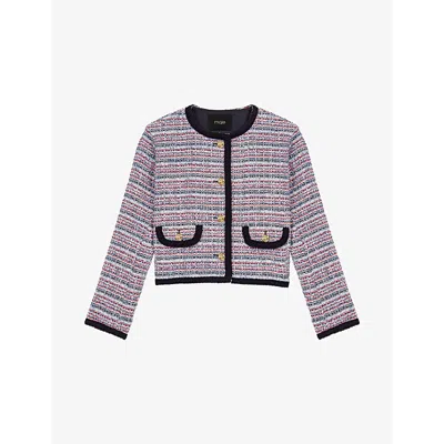 MAJE WOMENS SHORT TWEED COTTON-BLEND JACKET BICOLORE