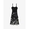 Maje Womens Bicolore Sleeveless Floral-pattern Cotton-crochet Midi Dress In Multi