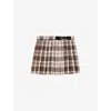 Maje Womens Big Brown Check Checked Rhinestone-embellished Cotton-blend Mini Skirt In Brown