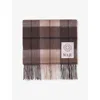 Maje Womens Big Brown Check Checked Wool And Cashmere Scarf In Brown