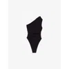 Maje Womens Asymmetric-neck Stretch-woven Bodysuit Black