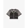 Maje Womens Bead-embroidered Short-sleeve Tulle Top Black In Black