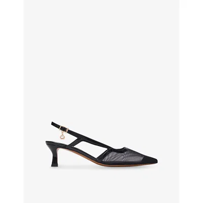 Maje Womens Clover-charm Mesh And Leather Slingbacks Black Eur 38/5 Uk