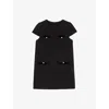 Maje Womens Black Collared Short-sleeve Stretch-tweed Mini Dress In Black