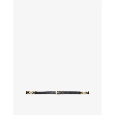 Maje Womens Black Croc-effect Leather Belt