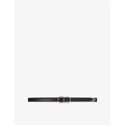 Maje Womens Black Double-buckle Leather Belt