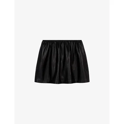 Maje Womens  Flared Leather Mini Skirt In Black