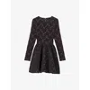 Maje Womens Black Flared Long-sleeve Stretch-velvet Mini Dress In Black