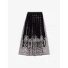 Maje Womens Black Floral-embroidered High-waist Tulle Maxi Skirt In Black