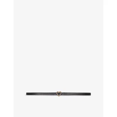 Maje Womens Black Heart-embellished Slim Leather Belt