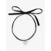 Maje Womens Heart-pendant Velvet Choker Necklace Black In Black