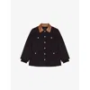 Maje Womens Black Leather-collar Cotton Parka In Black