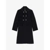 Maje Womens Black Long Double-breasted Wool-blend Coat In Black