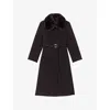 Maje Womens Black Long Removable-collar Wool-blend Coat In Black