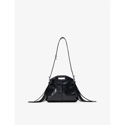 Maje Womens Black Miss M Mini Cracked-leather Bag
