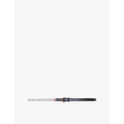 Maje Womens Black Mixed Bead And Leather Belt