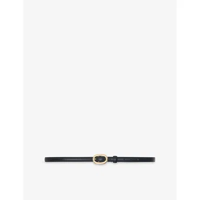 Maje Womens Black Oval Buckle Leather Belt