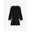 Maje Womens Black Pleated V-neck Woven Mini Dress In Black
