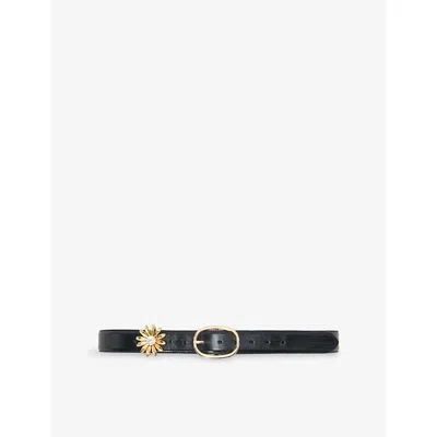 Maje Womens Black Removable-jewel Leather Belt