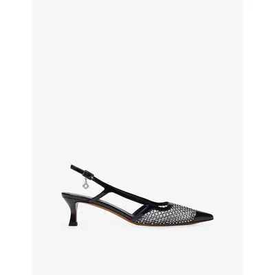 MAJE WOMENS BLACK RHINESTONE MESH COURTS EUR 40 / 7 UK