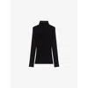 Maje Womens Roll-neck Long-sleeve Wool And Silk-blend Jumper Black