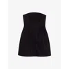 Maje Womens Shirred-back Flared-skirt Strapless Linen Mini Dress Black
