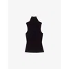 Maje Womens Black Sleeveless High-neck Wool And Silk-blend Top In Black