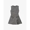 Maje Womens Black / White Houndstooth Flared Tweed Mini Dress In Multi