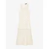 Maje Womens  Bead-embellished Crochet-overlay Woven Midi Dress In Blanc