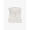 Maje Womens  Button-front Strapless Woven Top In Blanc