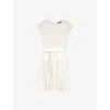 Maje Womens Blanc Chain-belt Short-sleeve Crochet Knitted Mini Dress In Blanc