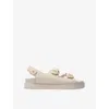Maje Womens Blanc Clover-embellished Flat Leather Sandals Eur 36 / 3 Uk