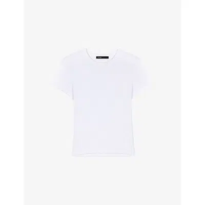 Maje Womens  Clover-embroidered Short-sleeve Cotton T-shirt