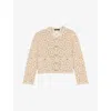 Maje Womens  Crochet Cropped Knitted Cardigan In Blanc