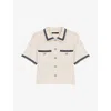 Maje Cropped Contrasting Trim Cardigan In Blanc