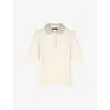 Maje Womens Embellished-collar Ribbed Wool And Cashmere Polo Shirt Blanc In Blanc
