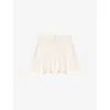 Maje Womens Blanc Embroidered-trim Mid-rise Woven Shorts In Blanc