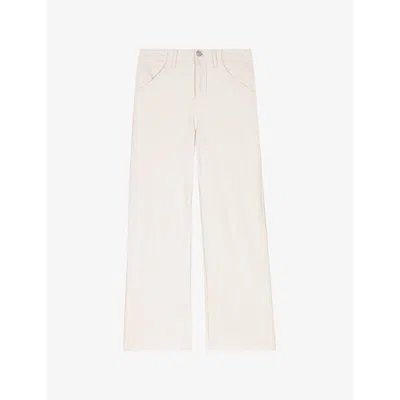 Maje Womens Flared-leg Mid-rise Stretch-denim Jeans Blanc
