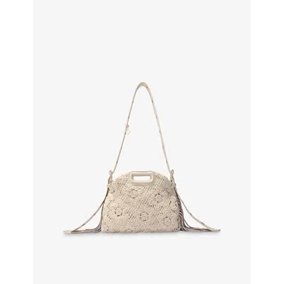 Maje Womens Blanc Floral Detachable-strap Crochet Shoulder Bag
