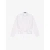 Shop Maje Womens  Floral-embroidered Tie-waist Cotton-blend Shirt In Blanc