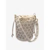 Maje Perforated Leather Bucket Bag In Blanc
