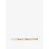 Maje Womens Blanc Horsebit-embellished Mock-croc Leather Belt