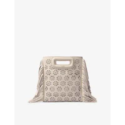 Maje Womens Blanc M Flower Mini Leather Cross-body Bag