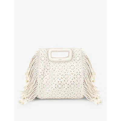 Maje Womens Blanc Miss M Embroidered Woven Shoulder Bag