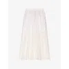 Maje Womens  Open-lace Woven Maxi Skirt In Blanc