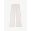 Maje Womens  Rhinestone-embellished Flared-leg High-rise Stretch-denim Jeans In Blanc