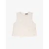 Maje Womens Blanc Scalloped-trim Sleeveless Cotton Top In Blanc