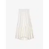 Maje Womens Blanc Sequin-embellished Curved-hem Woven Midi Skirt In Blanc