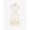 Maje Embroidered Ruffled Maxi Dress In Blanc