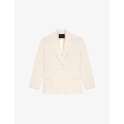 MAJE WOMENS BLANC SINGLE-BREASTED RELAXED-FIT WOVEN BLAZER